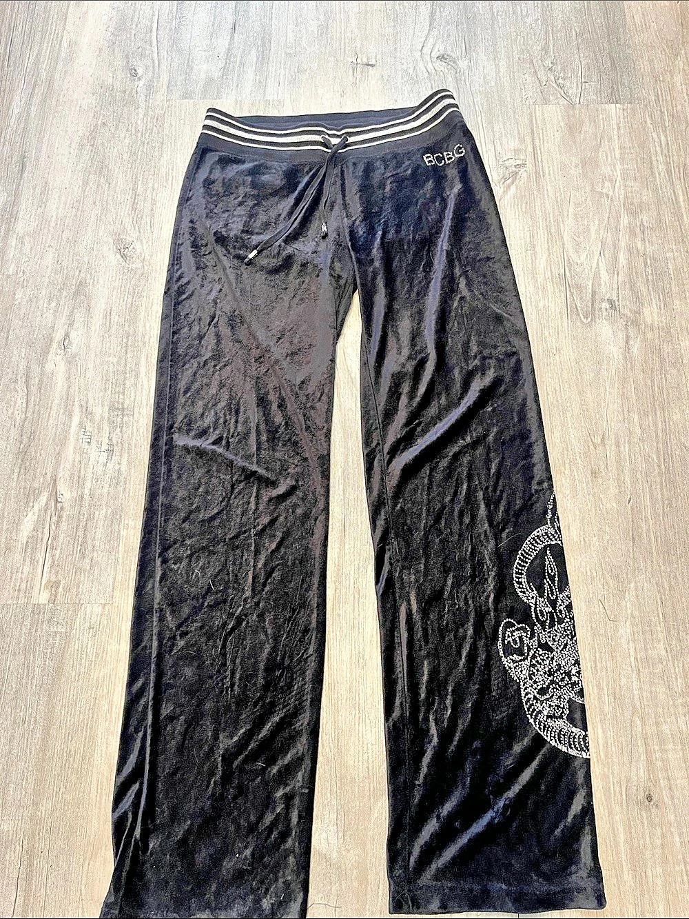 BCBG Black Rhinestone Track Pants